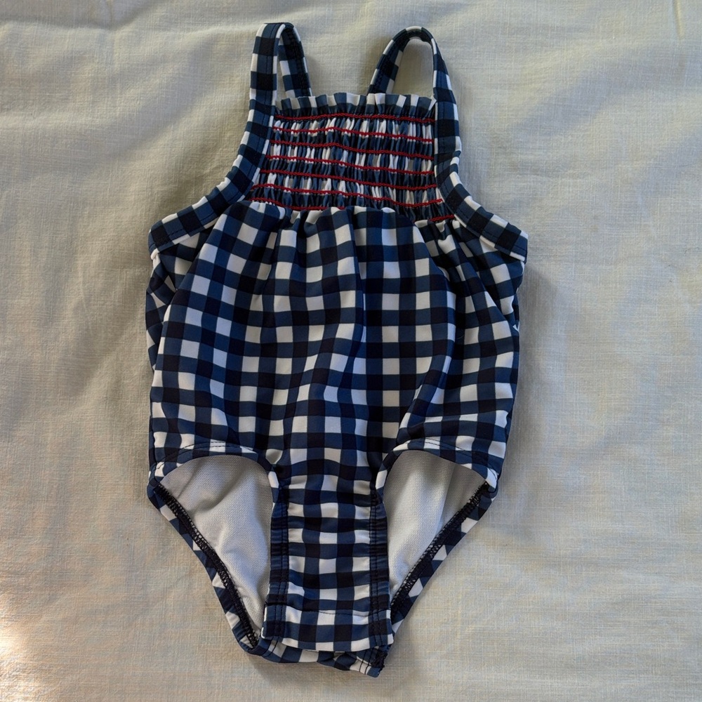 Cat & Jack Navy and White Checkered baby girl Swimsuit